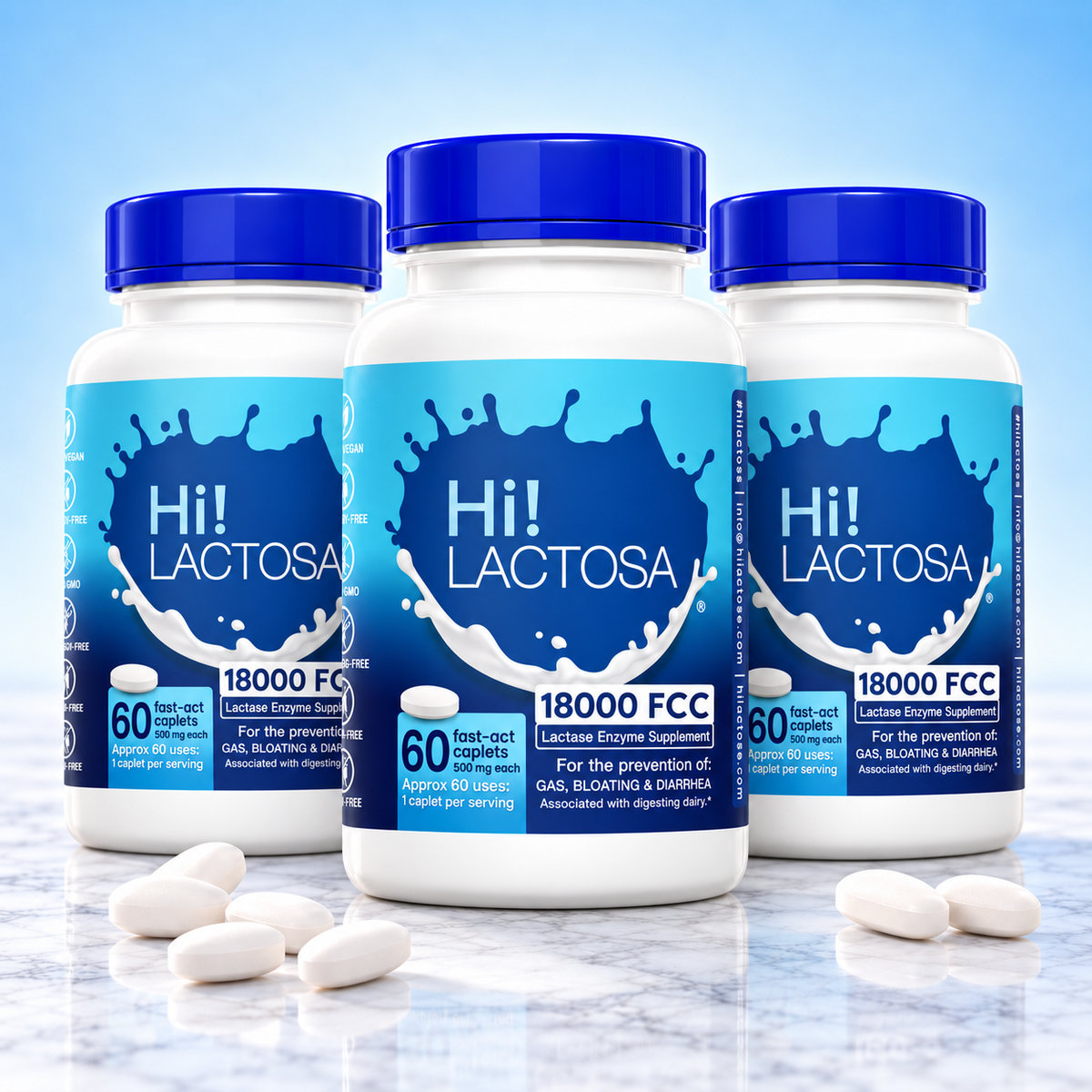 Hi! Lactosa™ Extra Strength Lactose Intolerance Enzyme Pill (18,000 FCC)