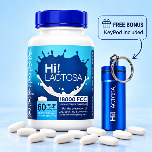 Hi! Lactosa™ Extra Strength Lactose Intolerance Enzyme Pill (18,000 FCC)